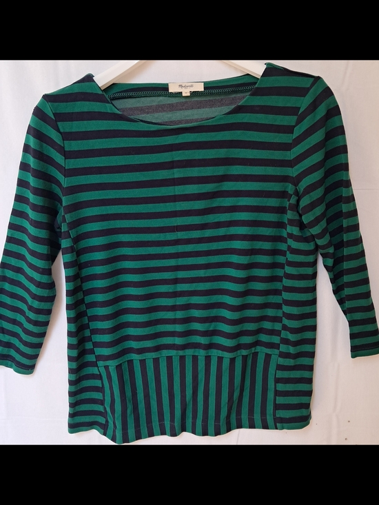 Madewell Tops - Madewell Striped Long Sleeve Top Green Navy Blue‎ Crew Neck Small